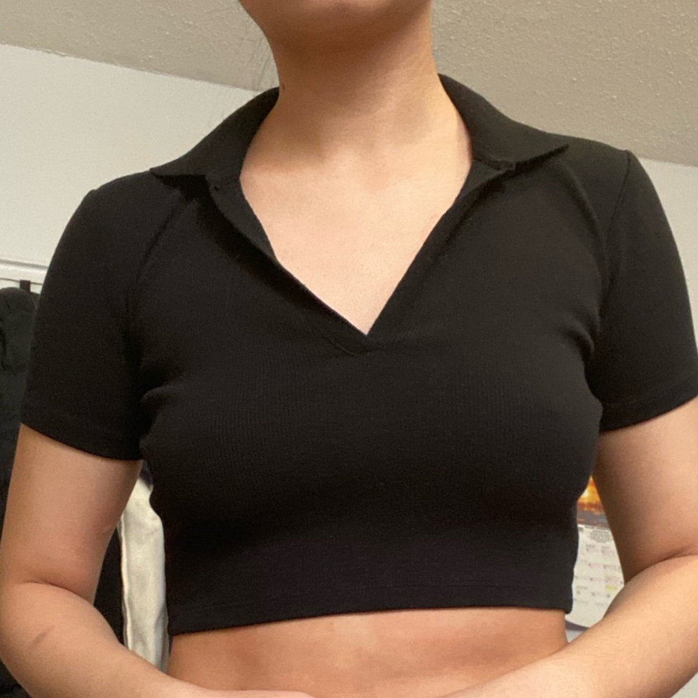 ZARA v neck crop top with collar